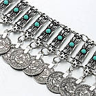 Браслет з монетами і синіми вставками, фото 3