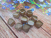 Пластиковые камни-висюльки, квадрат перламутровый, цвет серый пастельный, 12 мм, 1 шт