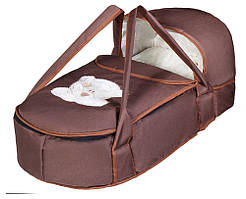 Люлька-переноска Babyroom BLA-056 з твердим дном аплікація шоколад мордочка ведмедики штопаная