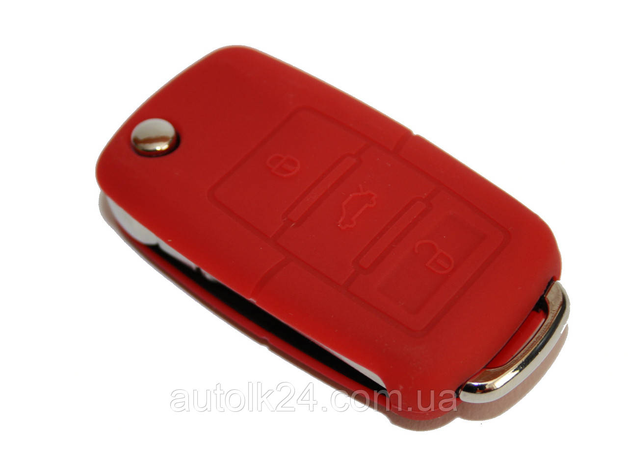 Чохол для викидного ключа Volkswagen, 3 кнопки (Червоний)