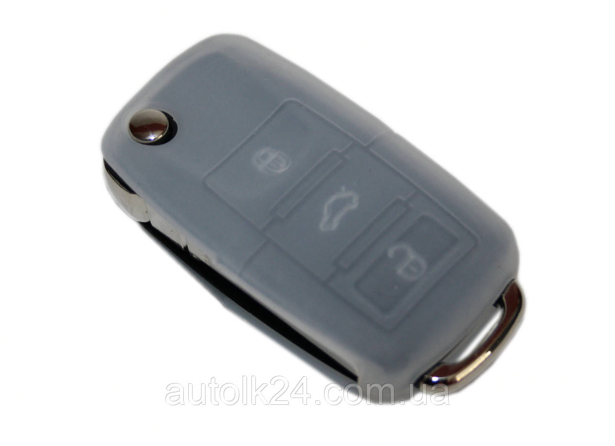 Силіконовий чохол для викидного ключа Volkswagen, 3 кнопки (білий), фото 1