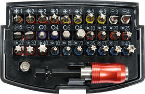 Біти 1/4" в наборі з бітотримачем YATO 32 пр.