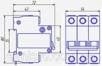 Габаритные размеры автоматических выключателей Chint Electrics DZ47-60 3Р Габаритные размеры автоматических выключателей Chint DZ47-60 3Р
