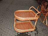 Плетений столик-візок на коліщатках із лози, фото 6