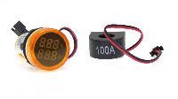 Цифровой вольтметр-амперметр АВАТАР 500 В/100 А круглый желтый
