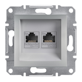 Розетка комп'ютерна подвійна RJ45 кат.5е UTP алюміній Asfora Schneider Electric EPH4400161, фото 1