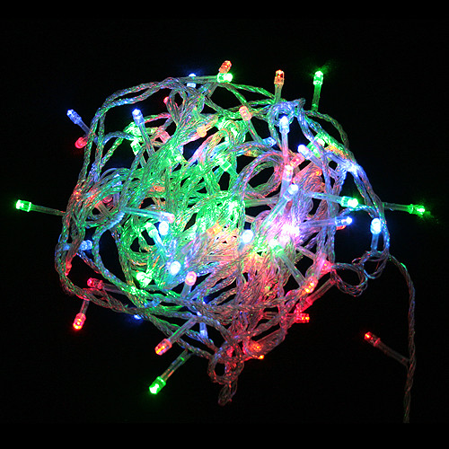 Гірлянда світлодіодна LED різнобарвна, прозорий дріт, 100 лампочок, фото 1