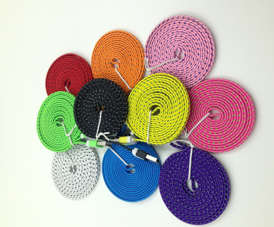 USB-Iphone 5/6 2м плоский тканинне обплетення 10 кольорів