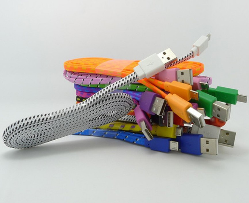 USB-Iphone 5/6 1м плоский тканинне обплетення 10 кольорів