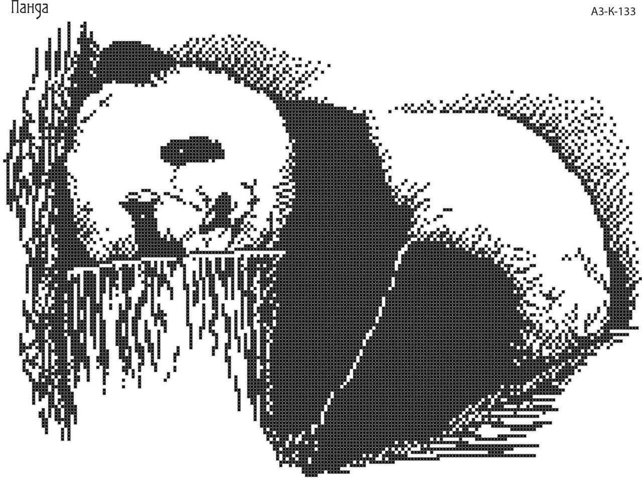 Схема для вишивання бісером на габардині Панда А3-К-133