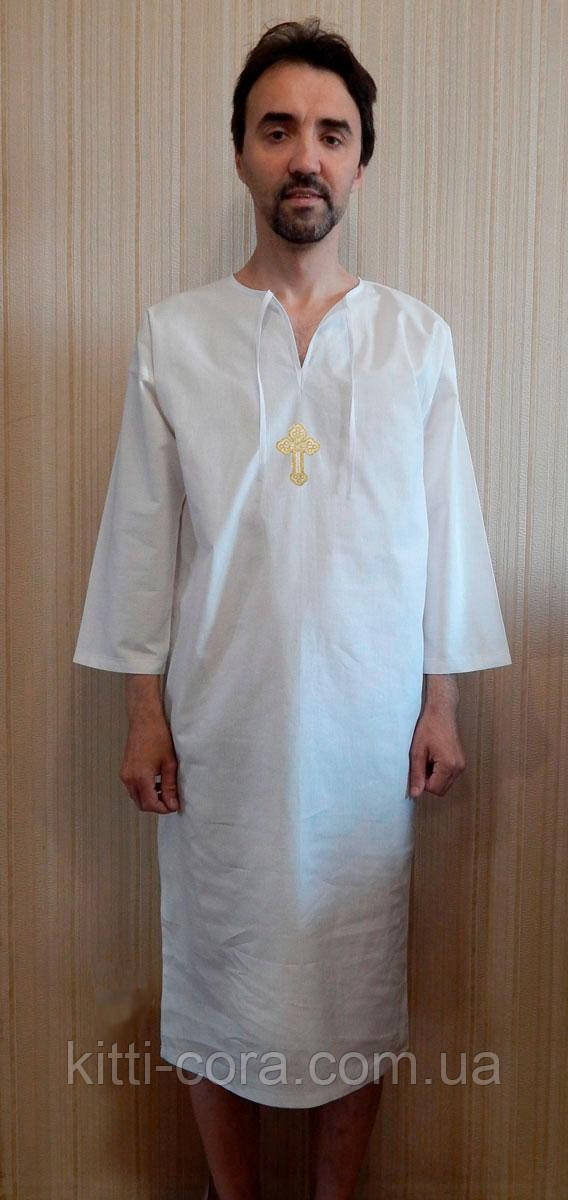 Сорочка для хрещення хлопця, чоловіка з вишивкою. Модель "Ioann Gold" ("Иоанн золото")