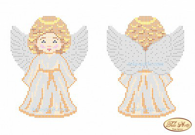 Схема для вишивання бісером на габардині Янголятко в золотому В-001