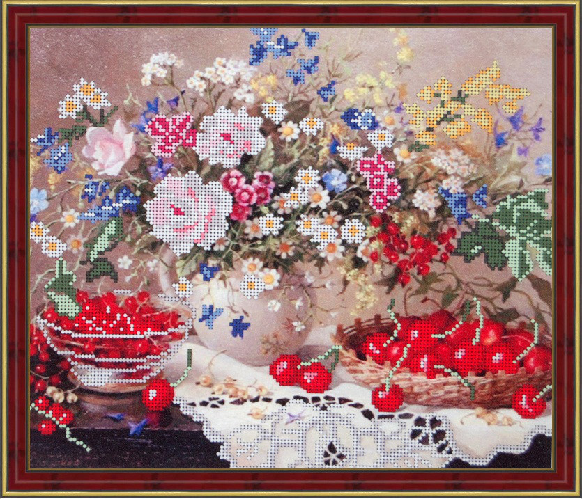 Схема для вишивання бісером на габардині Літній букет Б-3125 ИВ