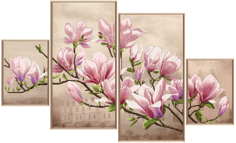 Набір для вишивки хрестом Магнолія Суланжа (Поліптих)  СВ6550