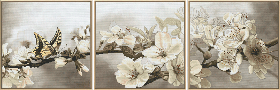 Набір для вишивки в змішаній техніці Квітучий сад (Триптих) ННК6502