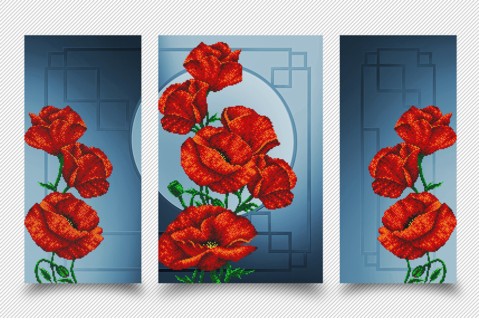 Схема для вишивання бісером на атласі Макова фантазія (Триптих) АР2-004