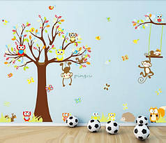 Наклейка на стену в детскую комнату "Дерево дружбы" 150см*245см(2 листа 60*90см)