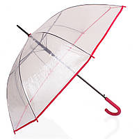 Зонт-трость женский полуавтомат HAPPY RAIN U40970-3 прозрачный с красным