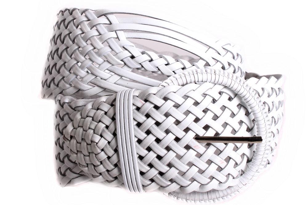 Жіночій шкіряний плетений пояс, ремень, пасок  натуральна шкіра довжиною 105 см білий, фото 1