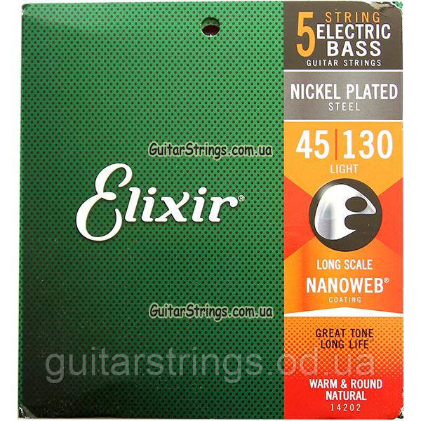 Струни Elixir 14202 Nanoweb 5-String Light 45-130