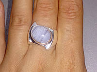 Голубой агат сапфирин кольцо натуральный голубой агат кружевной 18 размер Индия