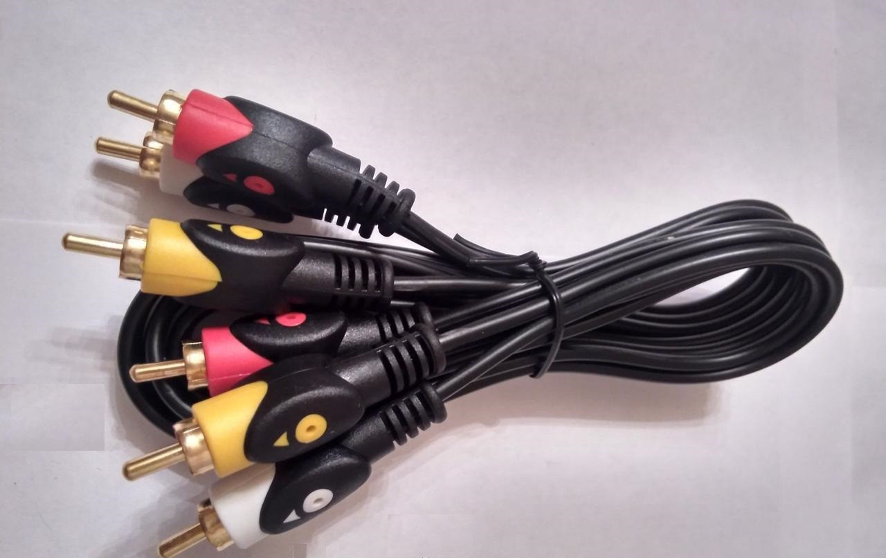 Шнур з'єднувальний 3RCA — 3RCA, gold, діам.-4х12 мм, 1,2 дюйма, Tcom