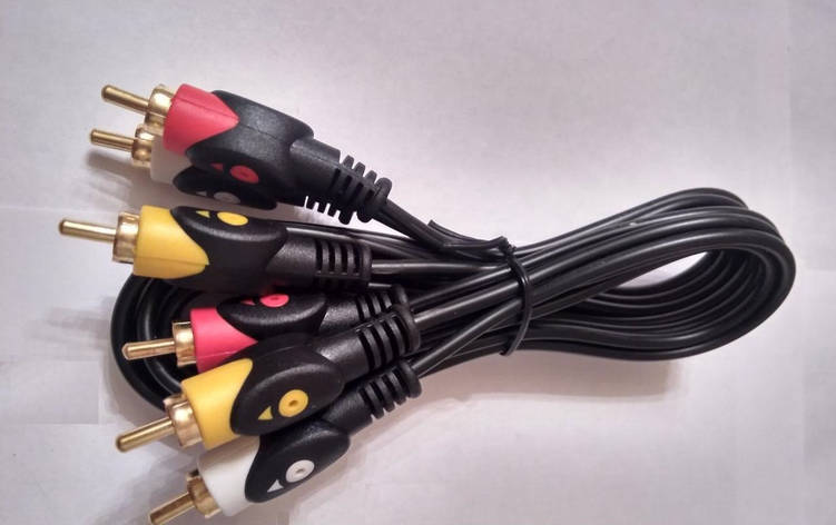 Шнур з'єднувальний 3RCA — 3RCA, gold, діам.-4х12 мм, 1,2 дюйма, Tcom, фото 1