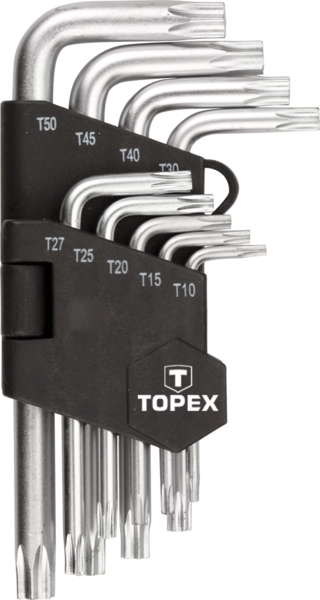 Ключі шестигранні (набір зірочок) Topex Torx T10-T50 9 шт.