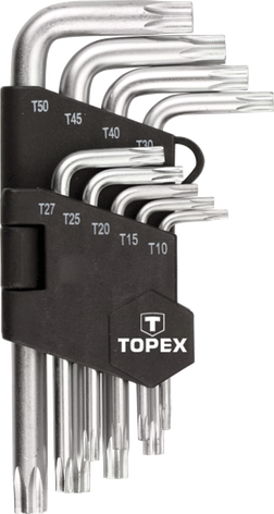 Ключі шестигранні (набір зірочок) Topex Torx T10-T50 9 шт., фото 2
