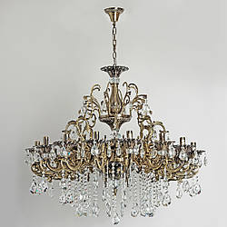 Люстра кришталева бронзова на гачок зі свічками для зали, великої кімнати