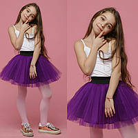 Фатиновая юбка для девочки ярко фиолетовая три слоя фатина и подкадка