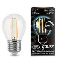 Светодиодная лампа Gauss Filament Globe E27 5W 4100К 185-265V димируемая