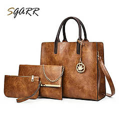 Три сумки жіноча коричневого кольору кожзам