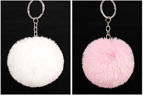 Хутряні брелоки Помпони, срібна фурнітура
