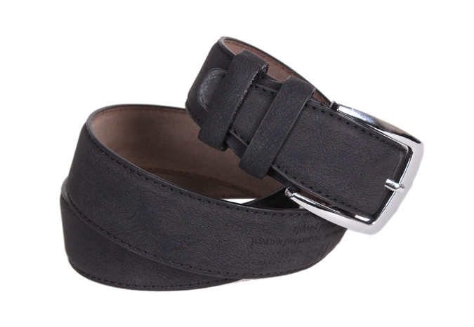 Чоловічий ремінь зі штучної шкіри під джинси D070854 чорний, фото 1