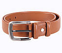Чоловічий ремінь зі штучної шкіри під джинси G110-23 рудий, фото 4