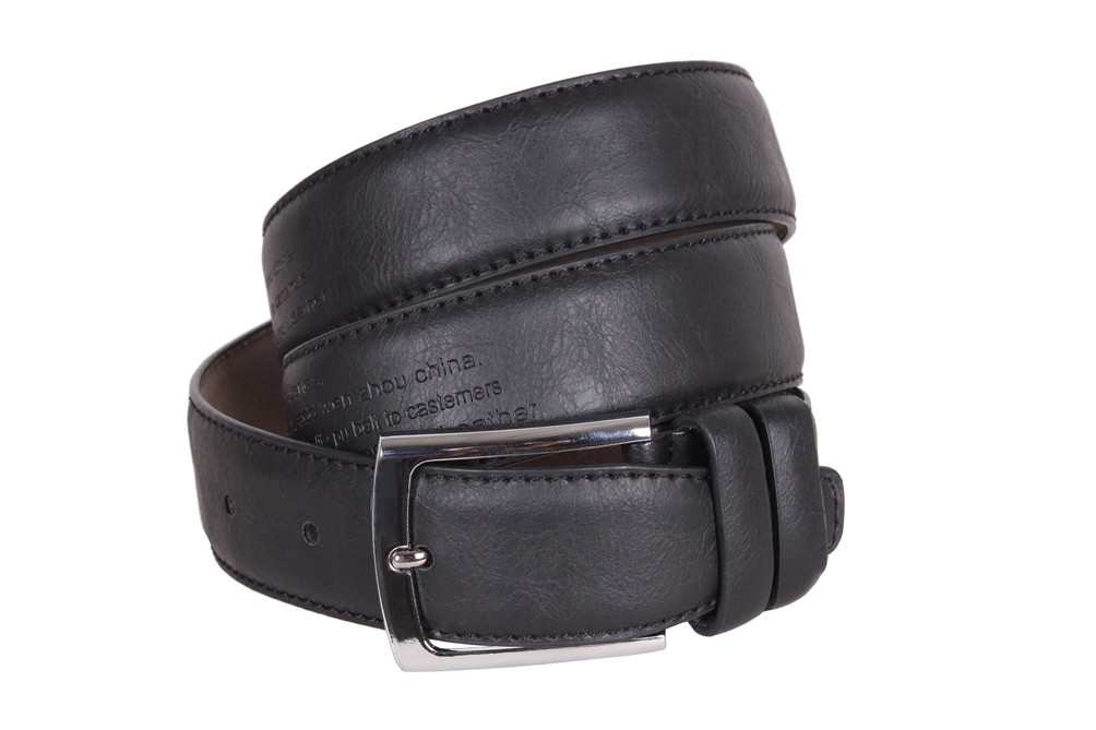 Чоловічий ремінь зі штучної шкіри під джинси D-77 чорний, фото 1