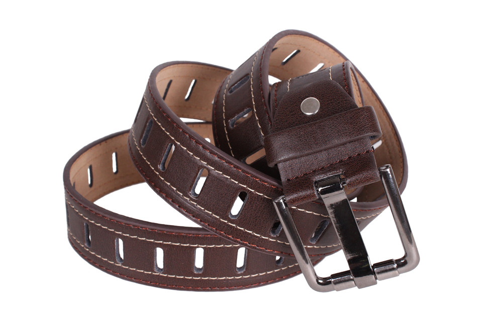 Чоловічий ремінь зі штучної шкіри під джинси 350746 коричневий, фото 1