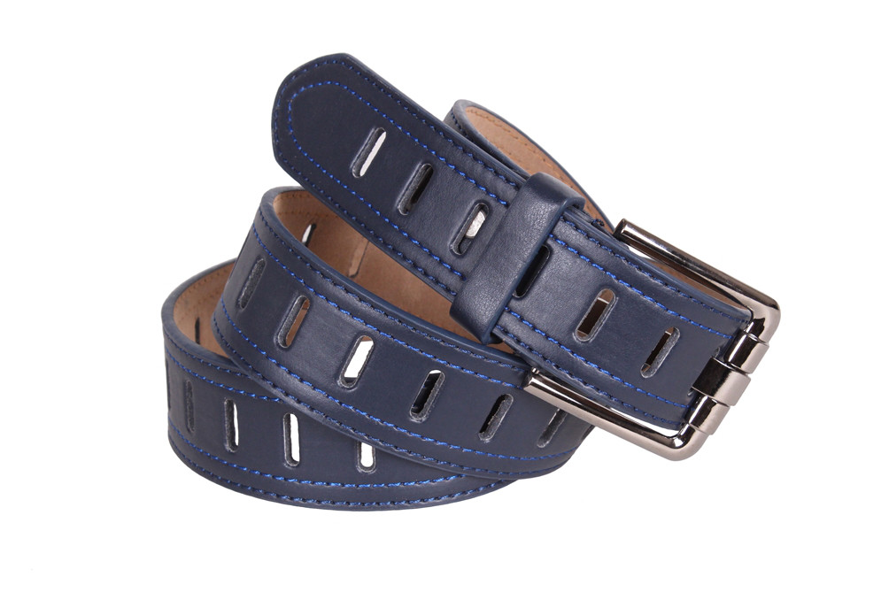 Чоловічий ремінь зі штучної шкіри під джинси 350747 синій, фото 1