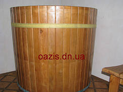 Купіль кругла збірно-розбірна Ǿ130х120 дерев'яна з м'яким ПВХ вкладишем.