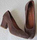 Nona! жіночі якісні класичні туфлі замшеві червоні зутя на підборах 7,5 см чорниці, фото 7