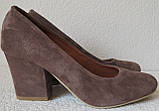 Nona! жіночі якісні класичні туфлі замшеві червоні зутя на підборах 7,5 см чорниці, фото 9