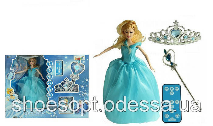 Лялька Попелюшка Cinderella на радіокеруванні з діадемою та чарівною паличкою, світло, звук