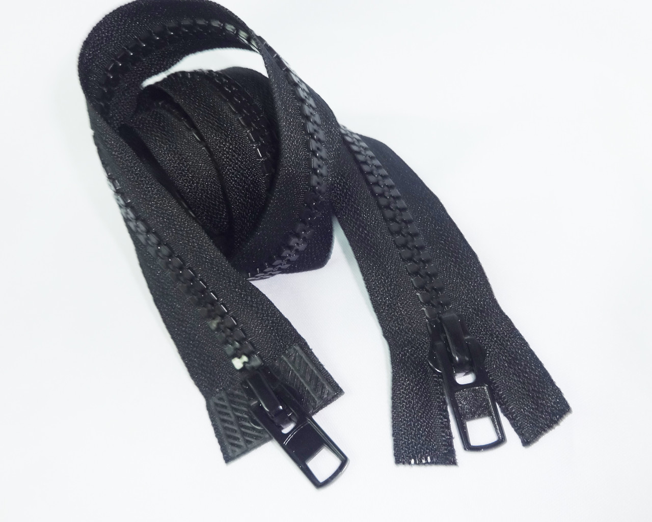 Блискавка тракторна No 10 чорна 2 бігунка 100 см, фото 1