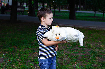 Плюшева подушка Зайка-трансформер 42 см Молочний Іграшка-подушка Подарунок для дітей Красива іграшка