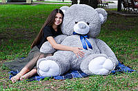 Мягкая игрушка Мишка Томми 200 см Серый Большой мишка из плюша Объёмный плюшевый медведь