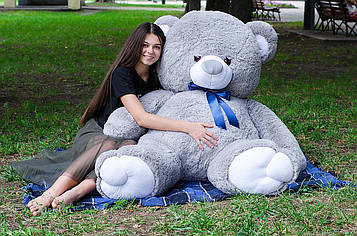 М'яка іграшка Ведмедик Томмі 200 см Сірий Великий ведмедик із плюшу Об'ємний плюшевий ведмідь