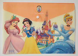 Папка-конверт А4 на кнопці "Принцеси" жовта