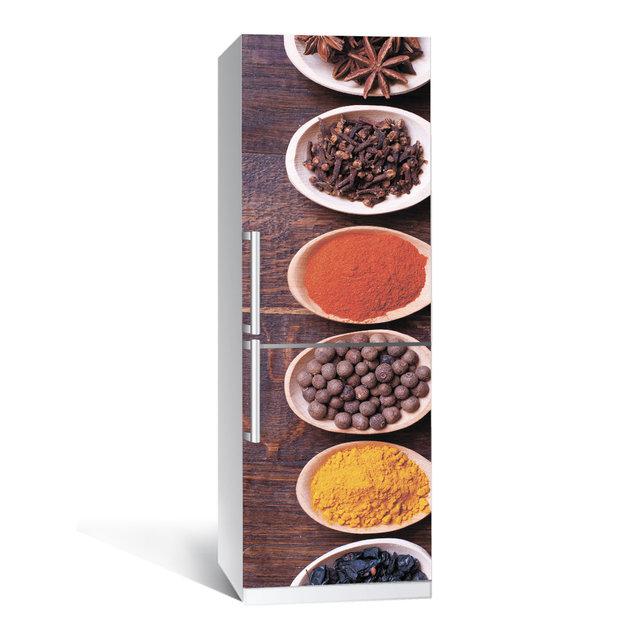 Вінілова наклейка на холодильник Спеції ламінована подвійна плівка самоклеюча фотодрук 600*1800 мм