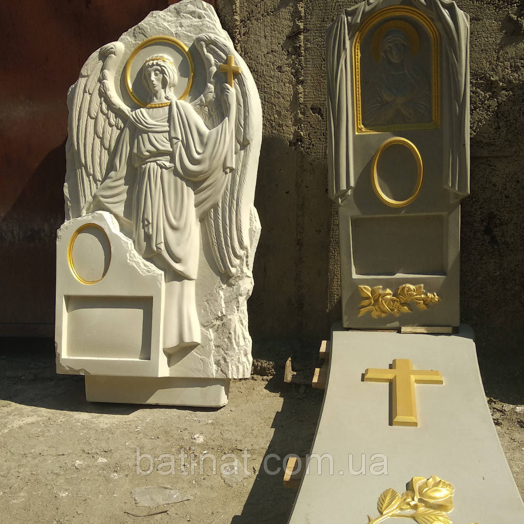 Комплект бетонного пам'ятника (нагробіє+ квітка)